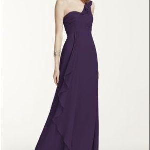 David’s Bridal NWT One Shoulder Chiffon Dress